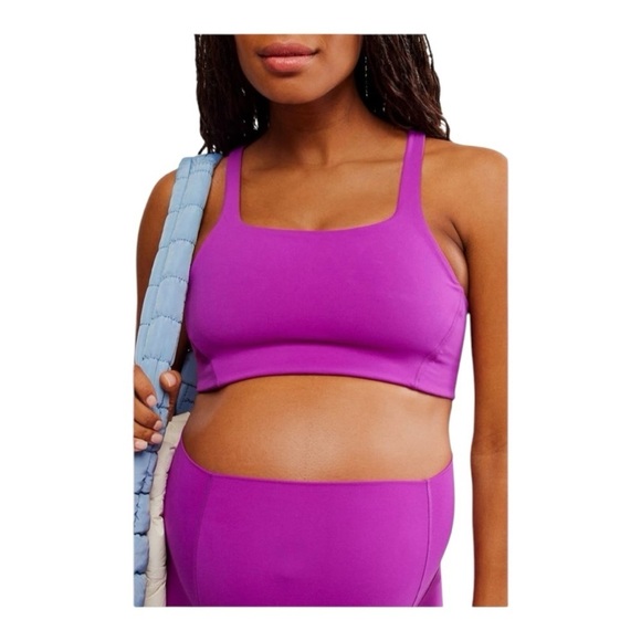FP Movement X Hatch Square neck Never Better Sports Bra in Berry NEW - Picture 14 of 15